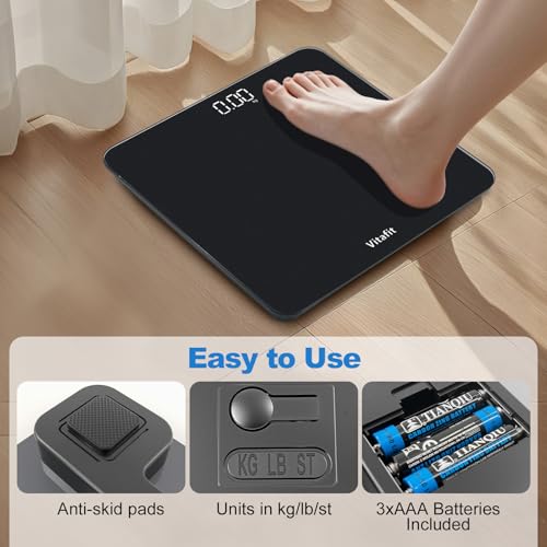 Smart Digital Bathroom Scale for Body Weight (Smart Scale Spray Silver Black 400lb)