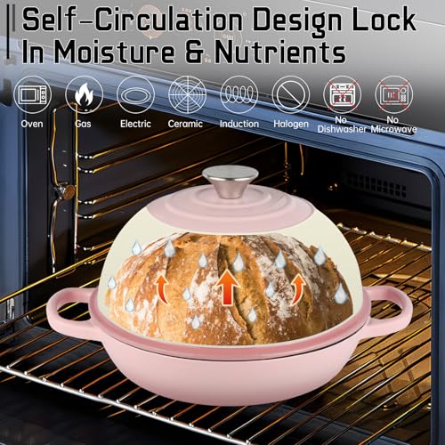 Enameled Bread Oven 10" Dutch Oven Pot with Lid Bread Dutch Oven Pink (Pink / 6QT)