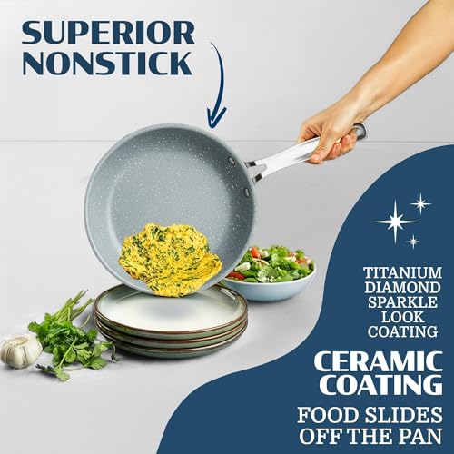 Ceraluxe 20Pc Pots and Pans Set Non Stick Ceramic Cookware Set (Gray Speckle)
