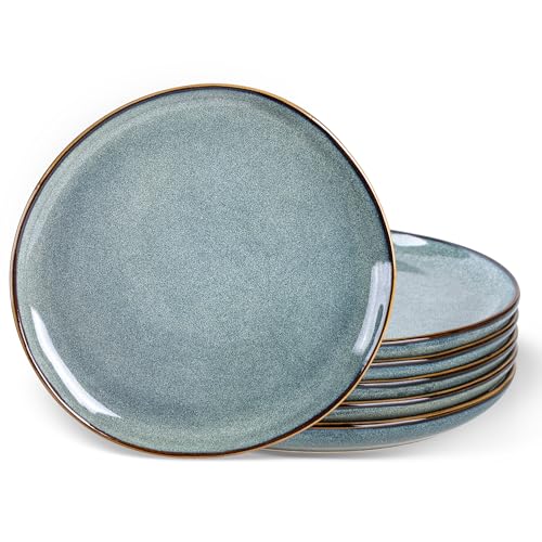 Ceramic Dinner Plates Set of 6 (Blue Sea / 10.5 Inch)