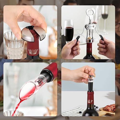 Corkscrew Wine Bottle Opener Wine Accessories Gift Set (Ingot Silver)