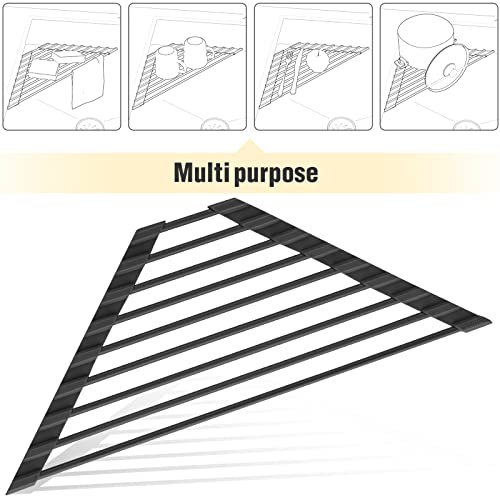 Triangle Roll Up Dish Drying Rack with Silicone Coating (Black)