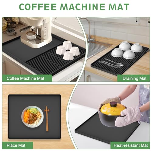 Silicone Coffee Mat 16"x16" (Black)