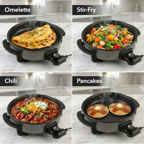 Round Electric Skillet (11.5 Inch - Black)