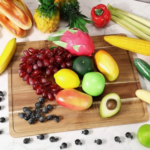 6 Pcs Acacia Wood Cutting Boards with Juice Grooves (20 x 15 Inch)