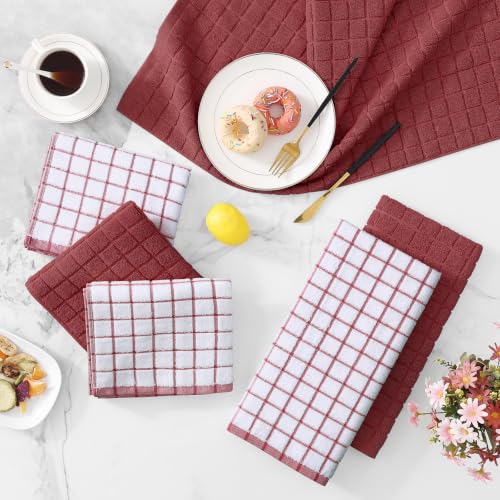 Large Premium Cotton Kitchen Towels 16"x 28" (Rust / 16" X 28" - 8 Pack)