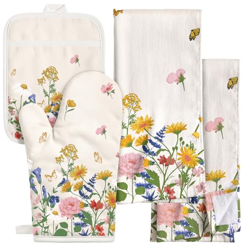270 GSM Cotton Kitchen Towels (Retro Flower)
