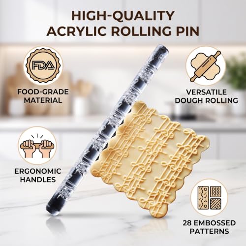 Musical Note Embossed Acrylic Rolling Pin (51019 notes)