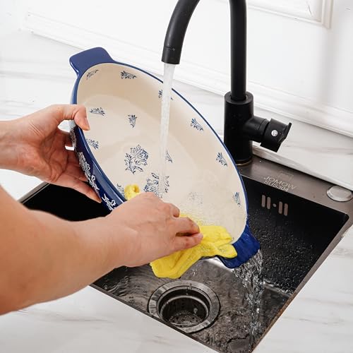 Casserole Dish Baking Dish Ceramic Au Gratin Baking Dish Lasagna Pan Oval Casserole Dishes for Oven (Blue)
