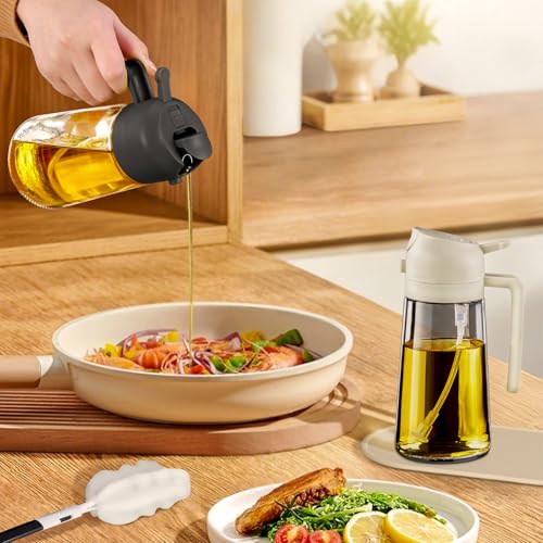 4Pcs 16oz 470ml Glass Olive Oil Sprayer Set with Stickers (4Pcs Gift Set)