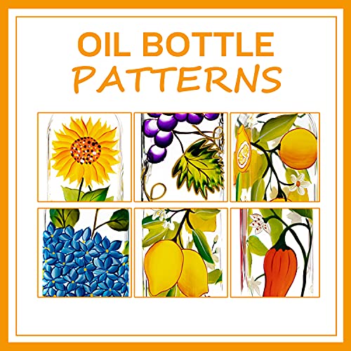 17oz Hand Painted Glass Olive Oil Bottle Dispenser (sunflower2)