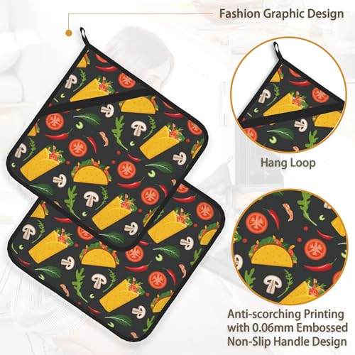Cartoon Burrito Taco Hot Pepper Pot Holder Set of 2 (Cartoon Burrito Taco Hot Pepper)