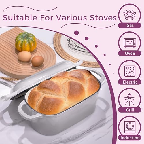 4.6 Quart Oval Dutch Oven for Bread Baking (Oyster Grey)