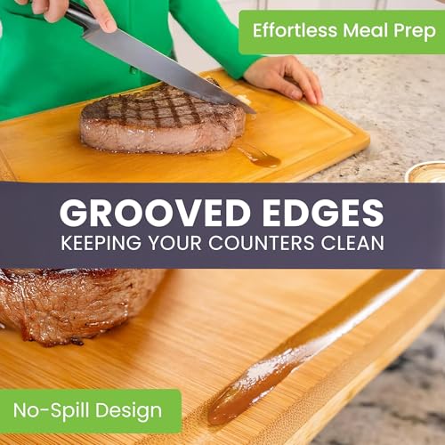 20 Inch Bamboo Wood Cutting Board Featuring Super (Glue-Free Surface - Rectangular)
