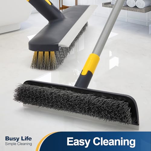 Floor Scrub Brush Telescopic Handle 2 in 1 Scrape Brush 55.9 inch