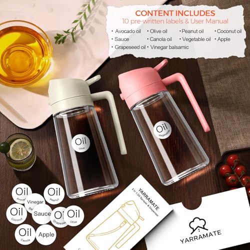 16 oz 2-in-1 Glass Olive Oil Sprayer for Cooking, Creamy White (1Pc Creamy White)