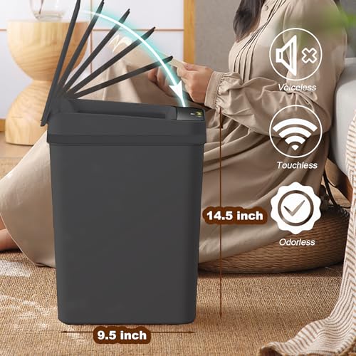 4 Gallons Bathroom Trash Can Automatic Touchless (Black / 4 Gal)