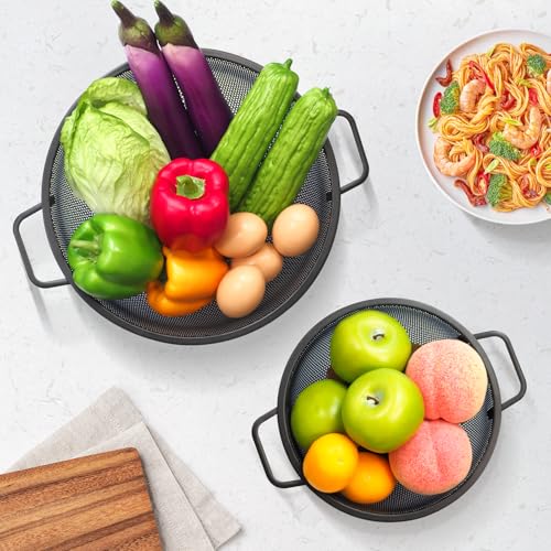 2PCS Black Colander for Kitchen (3QT+5QT)