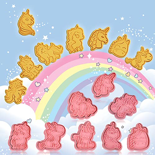 8 Piece Unicorn Cookie Cutters With Plunger Stamps Set (Unicorn Cookie Cutter with Plunger Stamps)