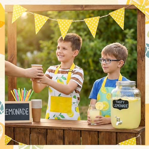 2 Pcs Lemon Kids Aprons with Pockets (45*62cm / Lemon)