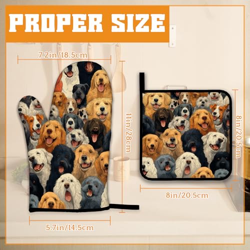 Funny Cute Dog Oven Mitts and Pot Holders Set (Funny Cute Dog)
