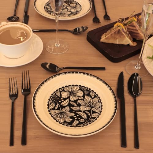Flatware Set Black Cuboid Handle 20 Pieces Service for 4 (Black / 20 Pcs)