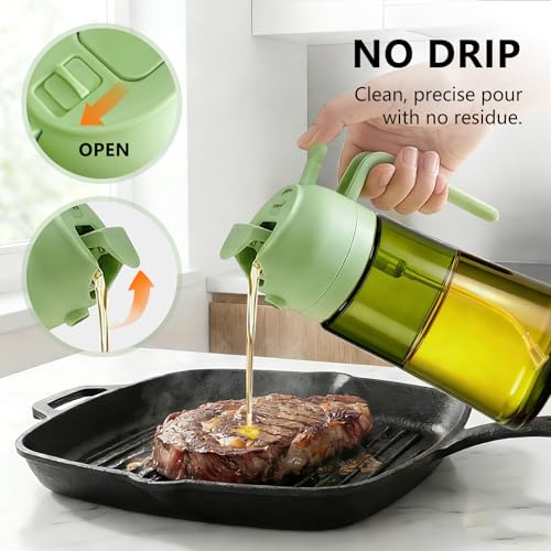 Olive Oil Sprayer & Dispenser Bottle for Cooking (Green)