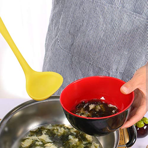 Silicone Soup Ladle Spoon 8.5 Inch Heat Resistant to 450°F One Piece Design Restaurant Kitchen Cooking Utensil for Serving Soup Yellow (Yellow)