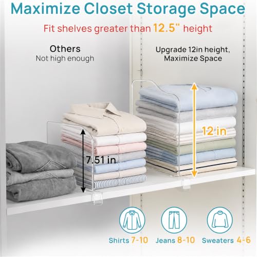 12" Extra Tall x 11.7" Deep Shelf Dividers (Extra Tall: 12"Height)