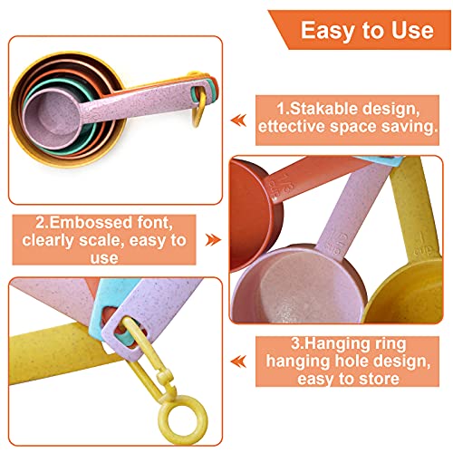 Plastic Measuring Cups and Spoons Set (Random Color Set)