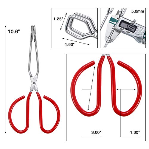 Stainless Steel Scissor Tongs Heavy Duty Cooking Tongs with Soft Handles (red 10")