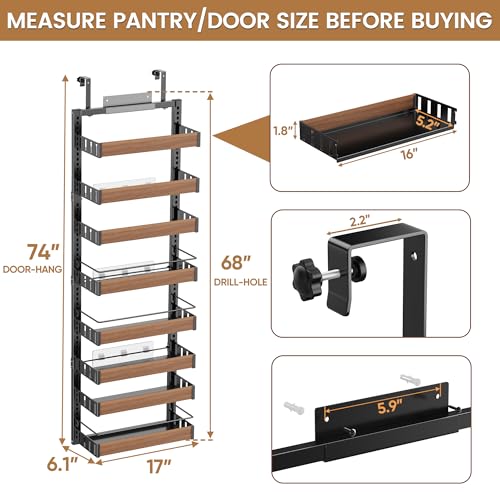 8 Tier Over The Door Pantry Organizer (8 Tiers / Black)