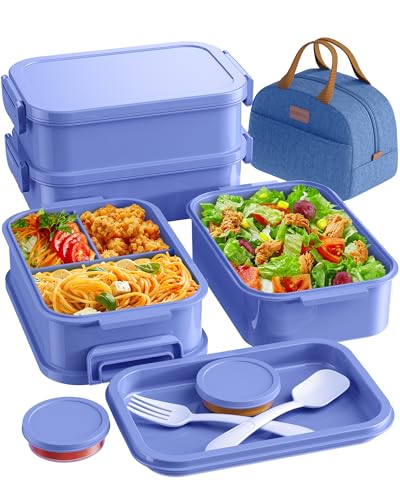 Adults Bento Lunch Box Set with Thermo Bag (Lavender Purple)