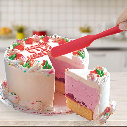 4pcs Silicone Spatula Set Heat Resistant Cake Cream Butter Spatulas Mixing Batter Scraper Non (Red)