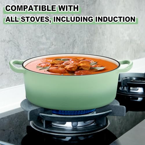 7QT Oval Dutch Oven Pot with Lid (7 QT-Oval / Pistachio Green)