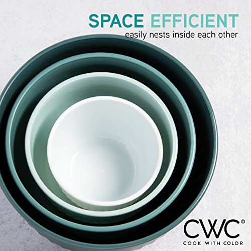 4pc Plastic Mixing Bowl Set with Lids (Teal / 8 Piece Set - Deep Bowls)