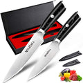 5” Chef Knife and 3.5" Fruit Knife Set with Knife Sheath (Silver Paring Knife)