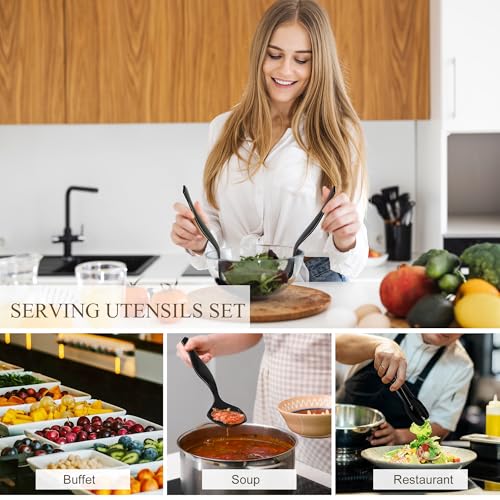 36Pcs Plastic Serving Utensils Set (Black Style 2 / 36 Pcs)