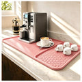 2 In 1 Silicone Coffee Bar Mat Accessories for espresso Machine with Detachable Dish Drying Mat Easy to Clean Kitchen Cafetera Barista Tools Pink Home Decor Cut Girls Anniversary Gifts (Pink / 16" x 16")