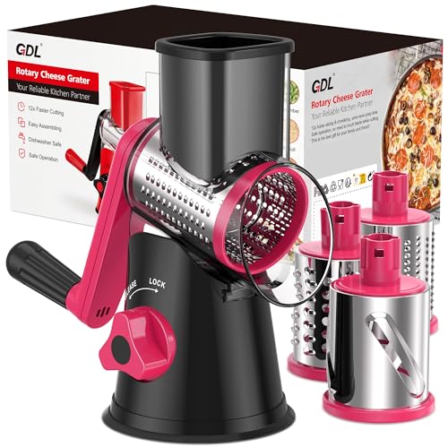 Cheese Grater Hand Crank (Black+Rosy / 3 Blades)