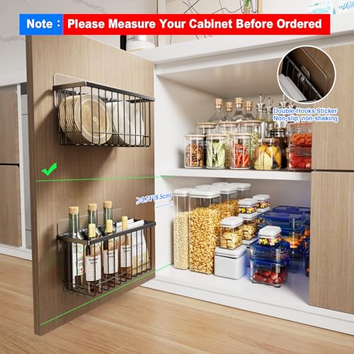 4 Pack Adhesive Cabinet Door Organizer (Black / 4 Pack)