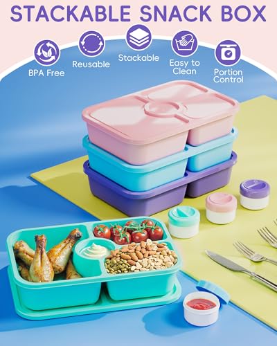 4 Pcs Bento Snack Box Containers (4 color)