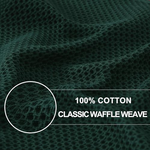 100% Cotton Waffle Weave Kitchen Dish Towels 6 (Blackish Green / 13 X 28 - 6 Pack)