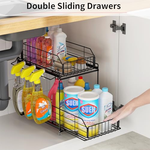 Under Sink Organizers and Storage 2 Pack (10.3"W x 15.6"H Wider 2 Pack)