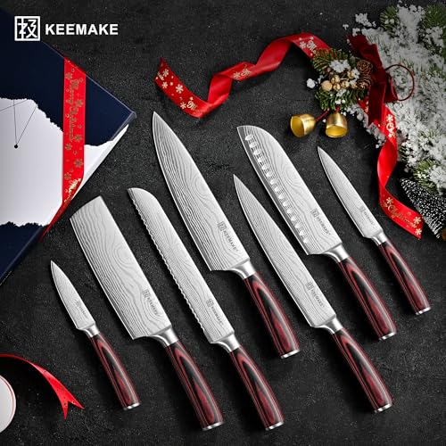 7 Pieces Kitchen Knife Set (Red 7pcs)