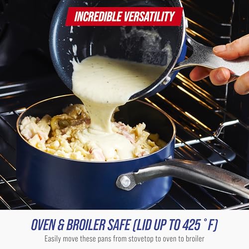 2QT Diamond Infused Ceramic Nonstick Sauce Pan with Lid (2 Quart Saucepan)