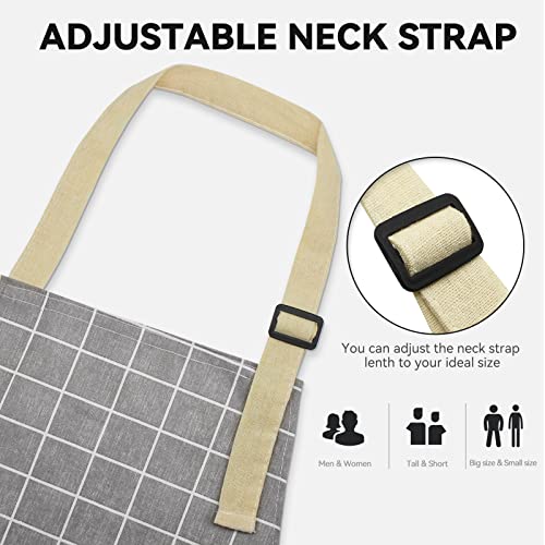 2 Pieces Aprons for Women with Pockets (Grey/Green)