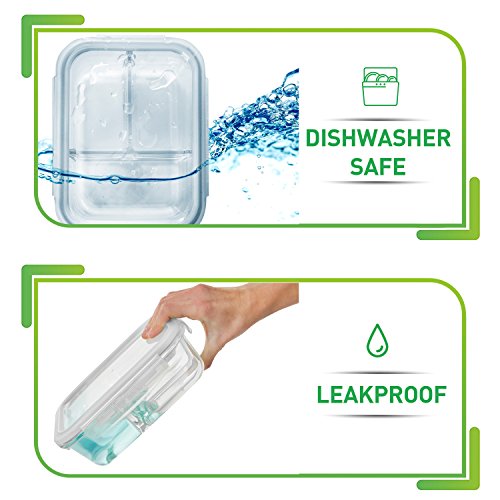 PrepNaturals 5 Pack 34oz Glass Meal Prep Containers (5 Pack - 34oz)