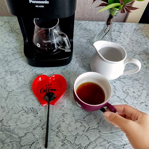 Heart shaped Coffee Spoon Rest (Red+black spoon)