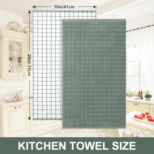 Large Premium Cotton Kitchen Towels 16"x 28" (Sage Green / 16" X 28" - 8 Pack)
